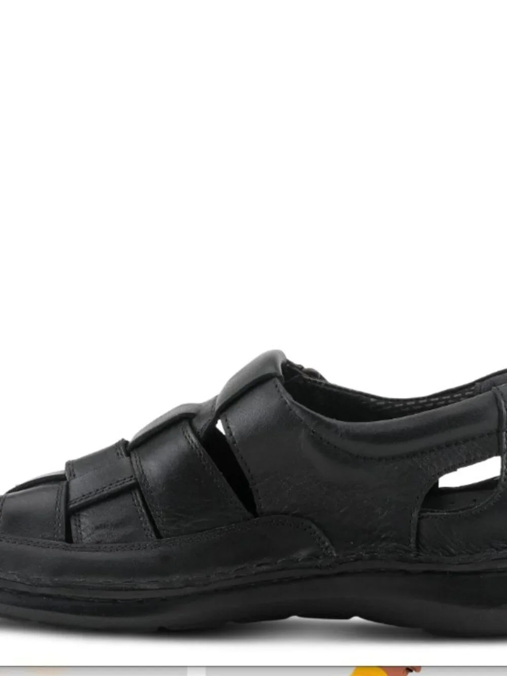 Spring Step Men's Aspeno Classic Black Leather Sandals Size 41 Hook & Loop New